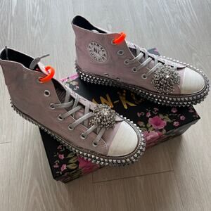 Nan-ku x Free People Cruise Studded Hi-Top Sneakers 38 US 8 Mellow Mauve NEW